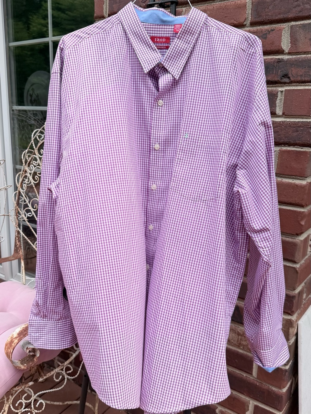 IZOD Men’s Pink Gingham Button-Down Shirt